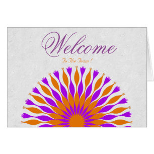 White Minimal Lotus Welcome Wishing Cards