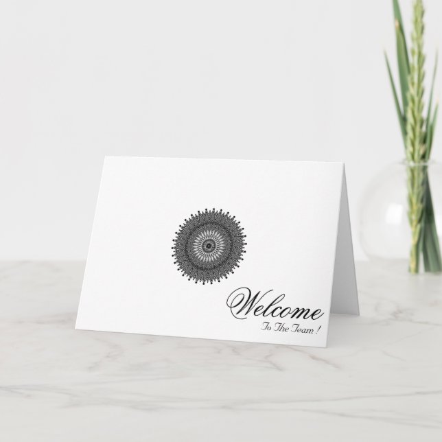White Minimal Mandala Art Welcome Wishing Card (Front)