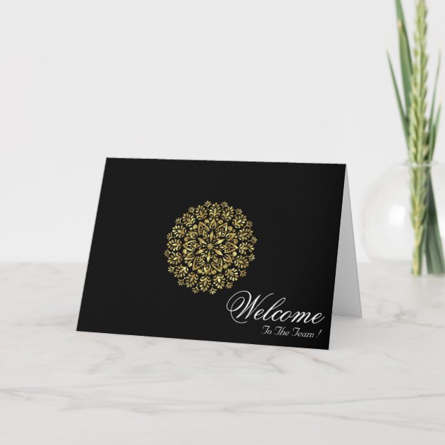 White Minimal Mandala Art Welcome Wishing Card (Front)