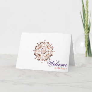 White Minimal Mandala Art Welcome Wishing Card