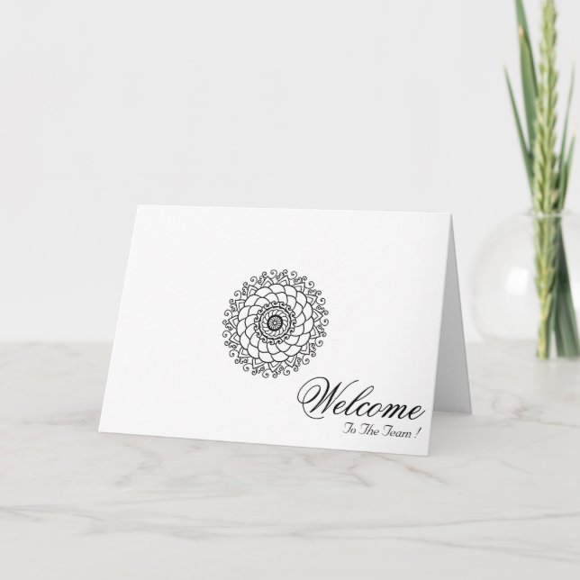 White Minimal Mandala Art Welcome Wishing Card (Front)