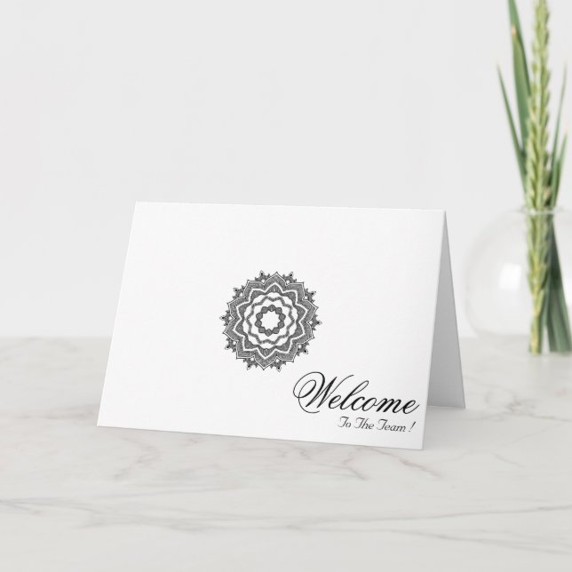 White Minimal Mandala Art Welcome Wishing Card (Front)