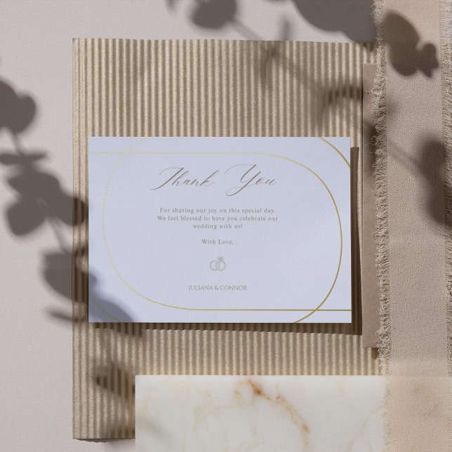 White Minimal Modern Arch Gold Wedding Gratitude Foil Invitation (Creator Uploaded)