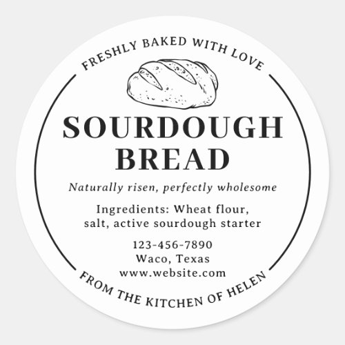 White Minimal Sourdough Bakery Bread Sticker