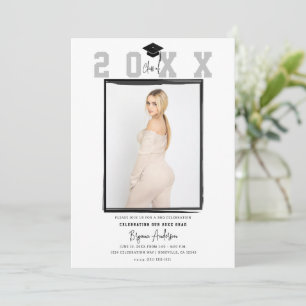 White Minimal Trendy Photo Graduation Party Invitation