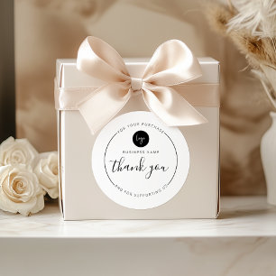 White Minimalist Aesthetic Thank You Circle Classic Round Sticker