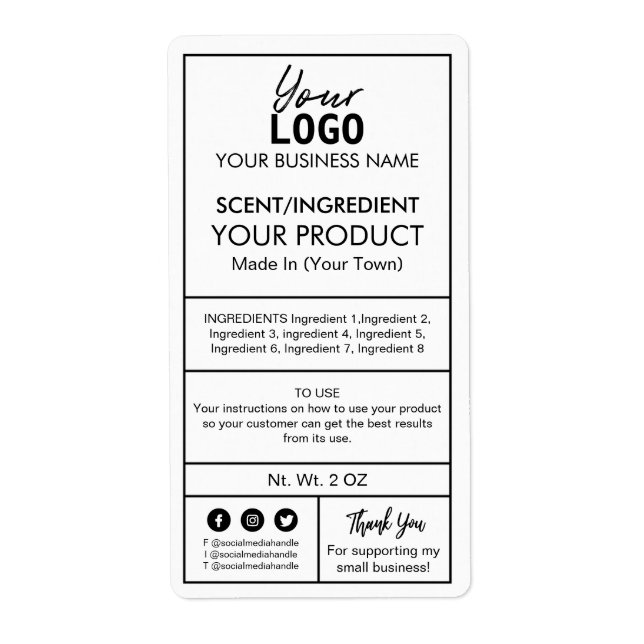White Minimalist Bath And Body Product Labels (Front)