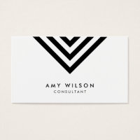 White Minimalist Black Chevron Geometric Business Card