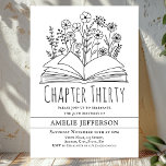 White Minimalist Book 30th Birthday  Invitation<br><div class="desc">Looking for the perfect invitation for your upcoming birthday bash? Look no further than these charming book themed invitations! With a simple and classic design featuring a book with wildflowers on a white background,  these invitations will impress all your guests. They are available to personalize.</div>