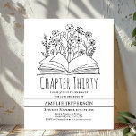 White Minimalist Book 30th Birthday Invitation<br><div class="desc">Looking for the perfect invitation for your upcoming birthday bash? Look no further than these charming book-themed invitations! With a simple and classic design featuring a book with wildflowers on a white background,  these affordable invitations will impress all your guests. They are available to personalize.</div>