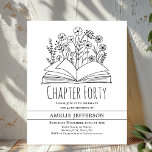 White Minimalist Book 40th Birthday Invitation<br><div class="desc">Looking for the perfect invitation for your upcoming birthday bash? Look no further than these charming book-themed invitations! With a simple and classic design featuring a book with wildflowers on a white background,  these affordable invitations will impress all your guests. They are available to personalize.</div>