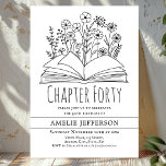 White Minimalist Book 40th Birthday  Invitation<br><div class="desc">Looking for the perfect invitation for your upcoming birthday bash? Look no further than these charming book themed invitations! With a simple and classic design featuring a book with wildflowers on a white background,  these invitations will impress all your guests. They are available to personalize.</div>