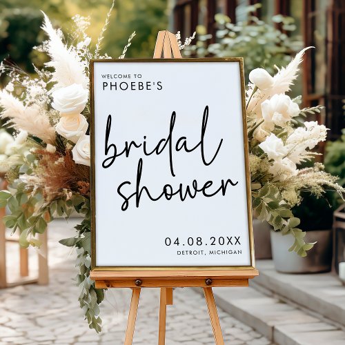 White Minimalist Bridal Shower Welcome Sign Poster