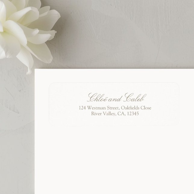 White | Minimalist Calligraphy Wedding  Label (Creator Uploaded)