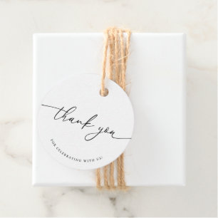 White Minimalist Calligraphy Wedding Thank You Favor Tags
