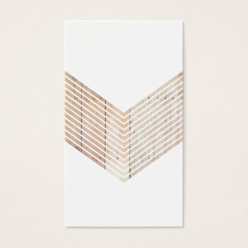 Customizable White Minimalist chevron with Wood Business Card Templates