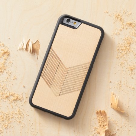 White Minimalist Chevron With Wood Carved Maple Iphone 6 Bumper Case