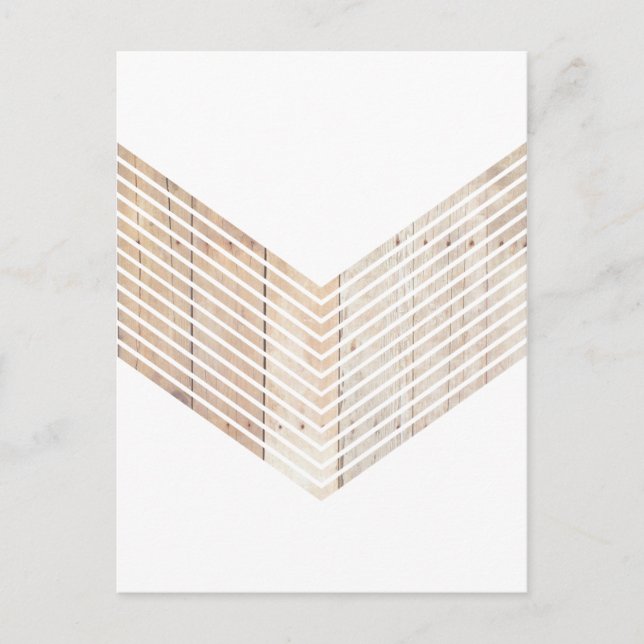 White Minimalist chevron with Wood Postcard (Front)
