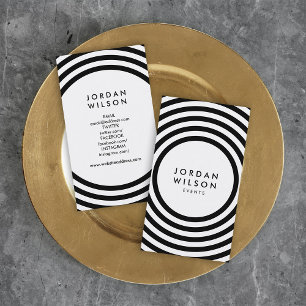 White Minimalist Circles Geometric Social Media Business Card
