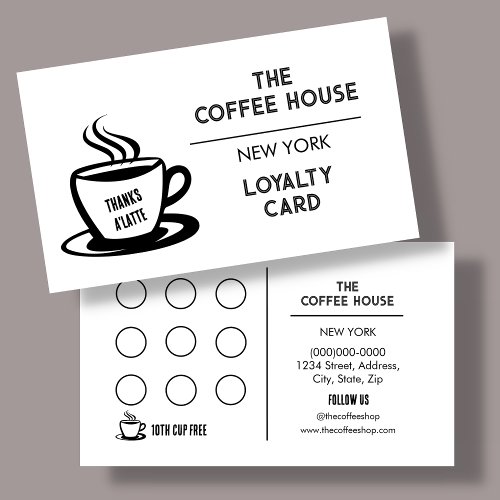 White Minimalist  Coffee Shop Loyalty Card