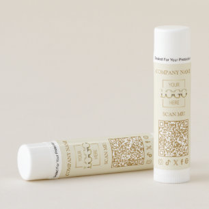 White Minimalist Company Business Logo & QR Code Lip Balm