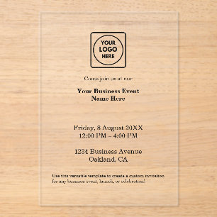 White Minimalist Corporate   Modern Acrylic Event  Invitations