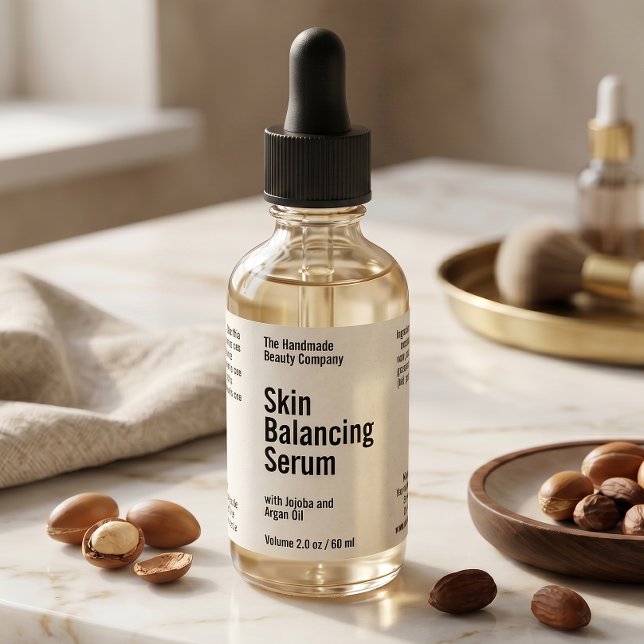 White Minimalist Cosmetics Dropper Bottle Label (Creator Uploaded)