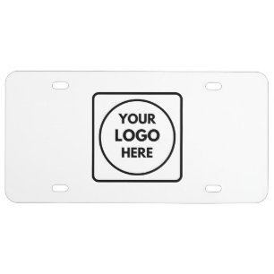 White Minimalist   Custom Business Logo Design License Plate