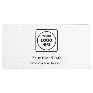 White Minimalist   Custom Business Logo Design License Plate