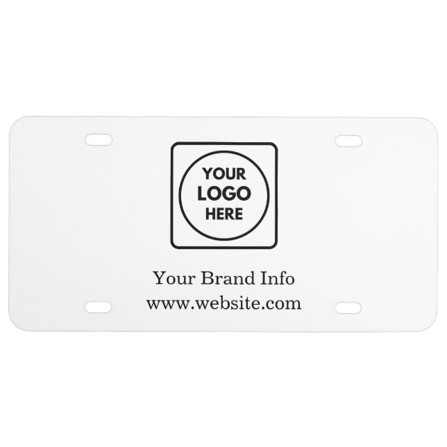 White Minimalist | Custom Business Logo Design License Plate (Front)