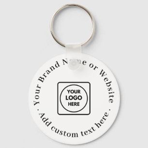 White Minimalist   Custom Business Logo  Keychain