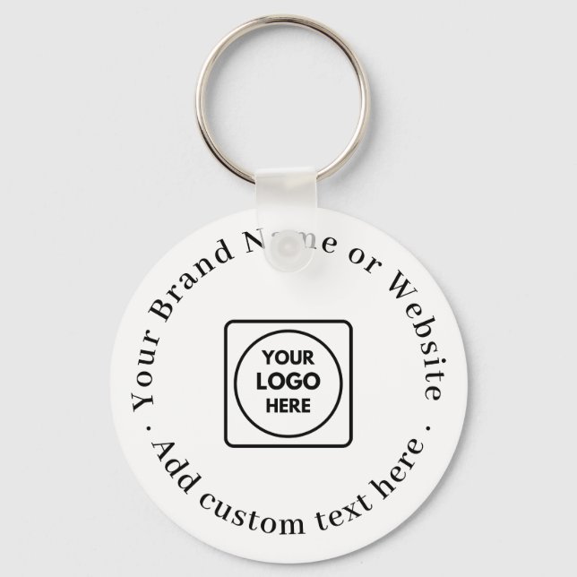 White Minimalist | Custom Business Logo  Keychain (Front)