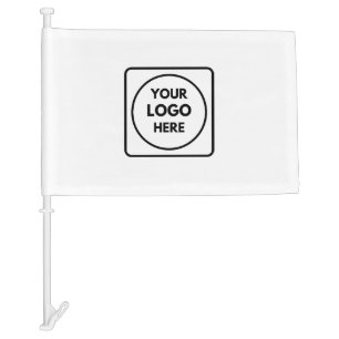 White Minimalist Custom Clean Business Logo Car Flag