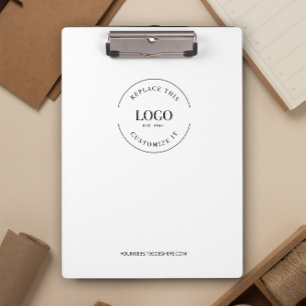 White Minimalist Custom Logo Branded Simple Clipboard