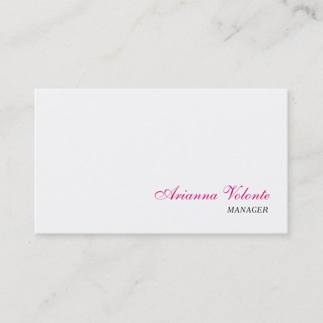 White Minimalist Elegant Chic Plain Feminine Business Card (Front)