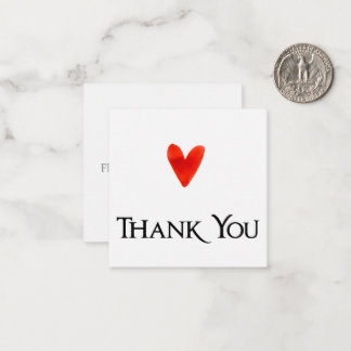 White Minimalist Elegant Heart Wedding Thank You Note Card