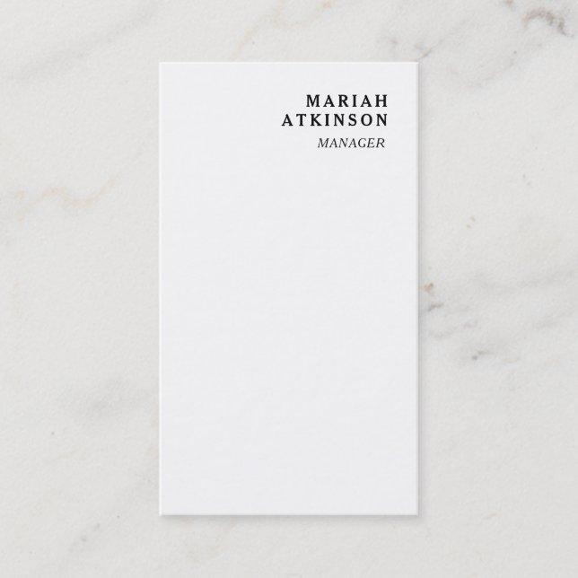 White Minimalist Elegant Personal Presentation Business Card (Front)