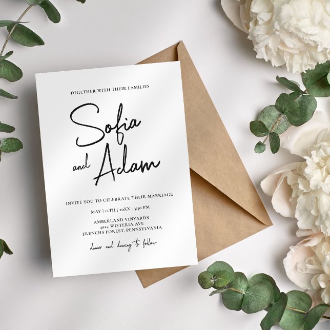 White Minimalist Elegant Wedding Invitation (Creator Uploaded)