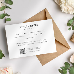 White Minimalist Elegant Wedding RSVP Card