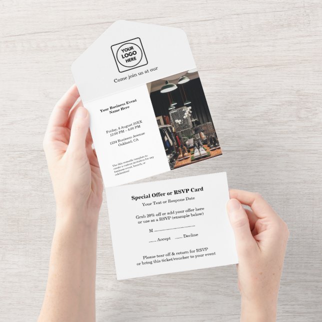 White Minimalist Event | Clean Modern All-in-One  All In One Invitation (Tearaway)