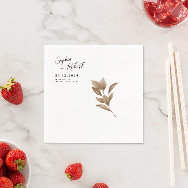 White Minimalist Fall Wedding Personalized Napkins (Insitu)