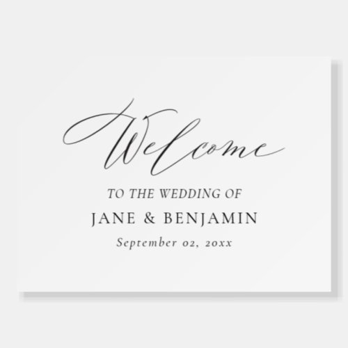 White Minimalist Fine Art Wedding Welcome Sign