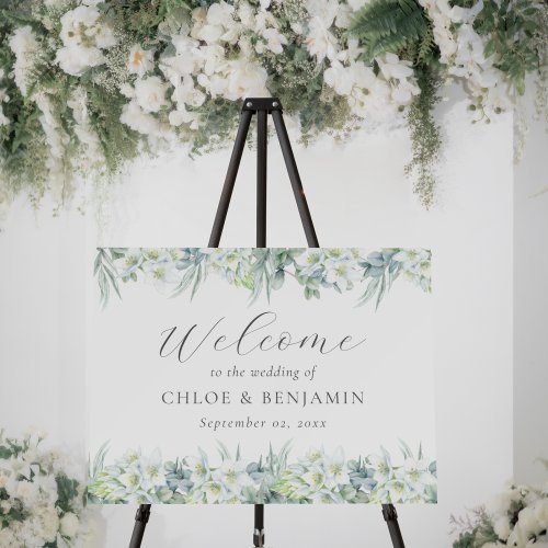 White Minimalist Fine Art Wedding Welcome Sign