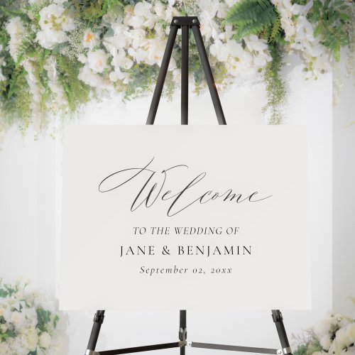 White Minimalist Fine Art Wedding Welcome Sign