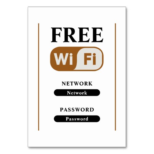 White Minimalist Free Wifi Metal Table Card