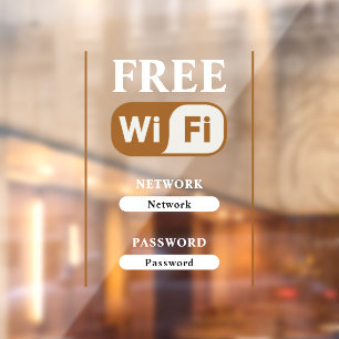 White Minimalist Free Wifi Metal Window Cling