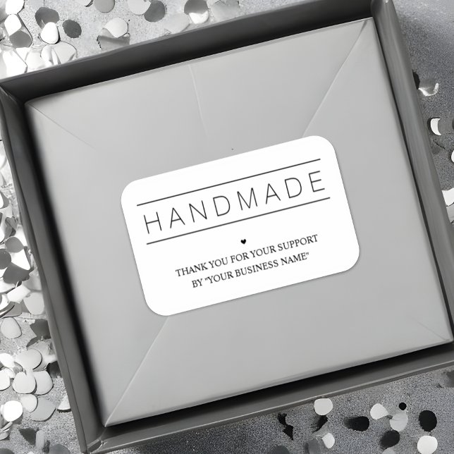 White Minimalist Handmade Artisan Gratitude  Sticker (Artisan Gratitude: White Minimalist Sticker for Small Handmade Businesses.)