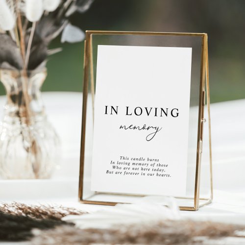 White Minimalist In Loving Memory Wedding Sign  Invitation