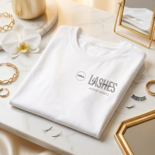 White Minimalist Lashes Artis Logo Employee Staff  T-Shirt