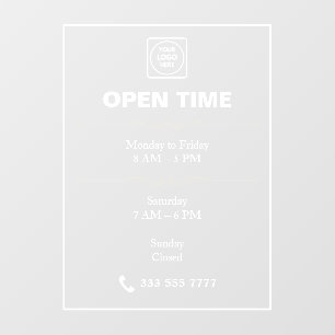 White Minimalist Logo Hours door sign